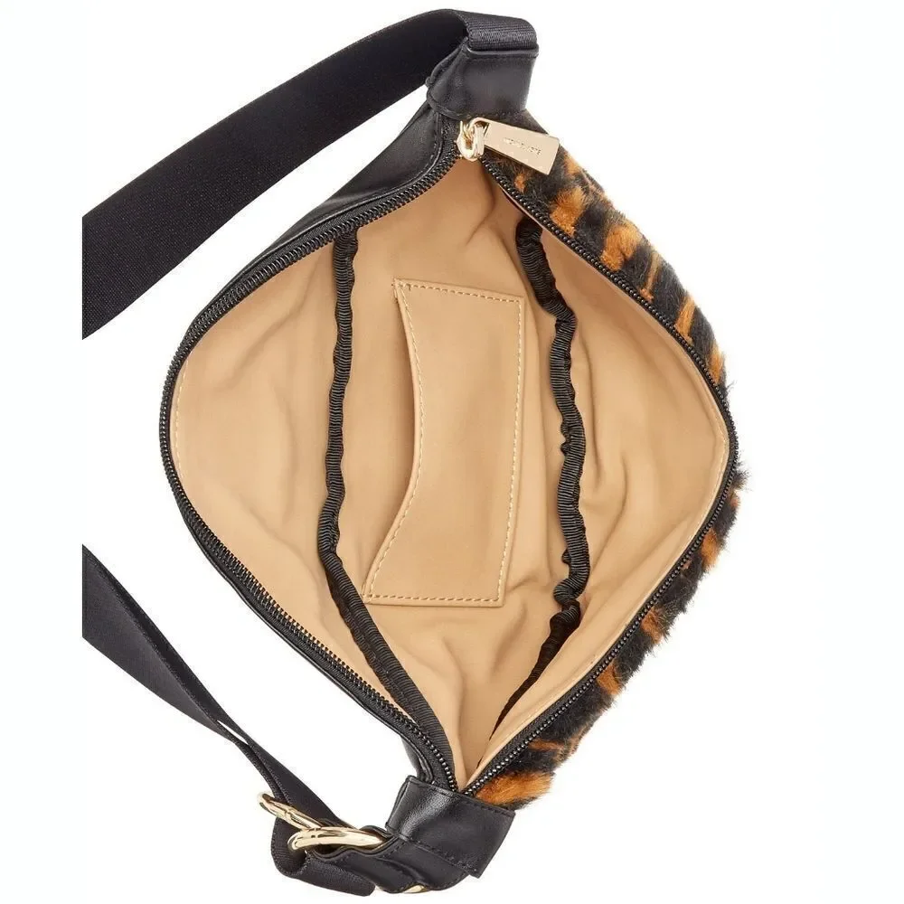 New! MICHAEL KORS MK Logo Faux Fur Women's Belt Bag Fanny Pack Waist Belt Bag